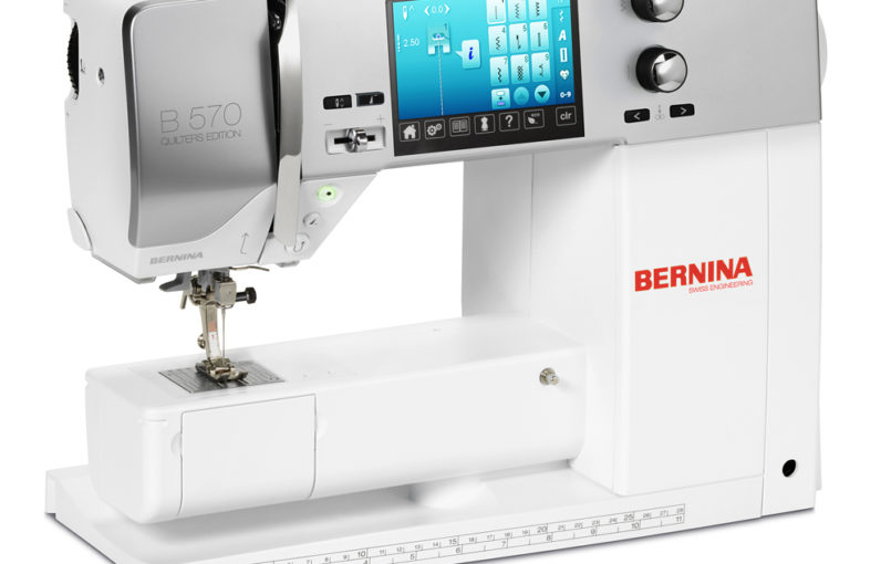 Швейно-вышивальная машина Bernina 570 - 642 операций, максимальная площадь вышивки 150 × 400 мм (с помощью пялец Mega Hoop), вертикальный ротационный челнок, 50 встроенных рисунков для вышивки, автоматическая петля (11 видов), память, 5 швейных алфавитов, 4 вышивальных алфавита.
